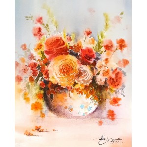 Shaima Umer, 12 x 15 Inch, Watercolor on Paper, Floral Painting, AC-SHA-066
